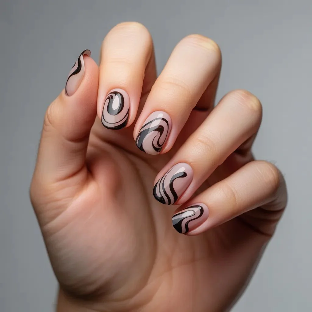 Negative Space Swirl Nails