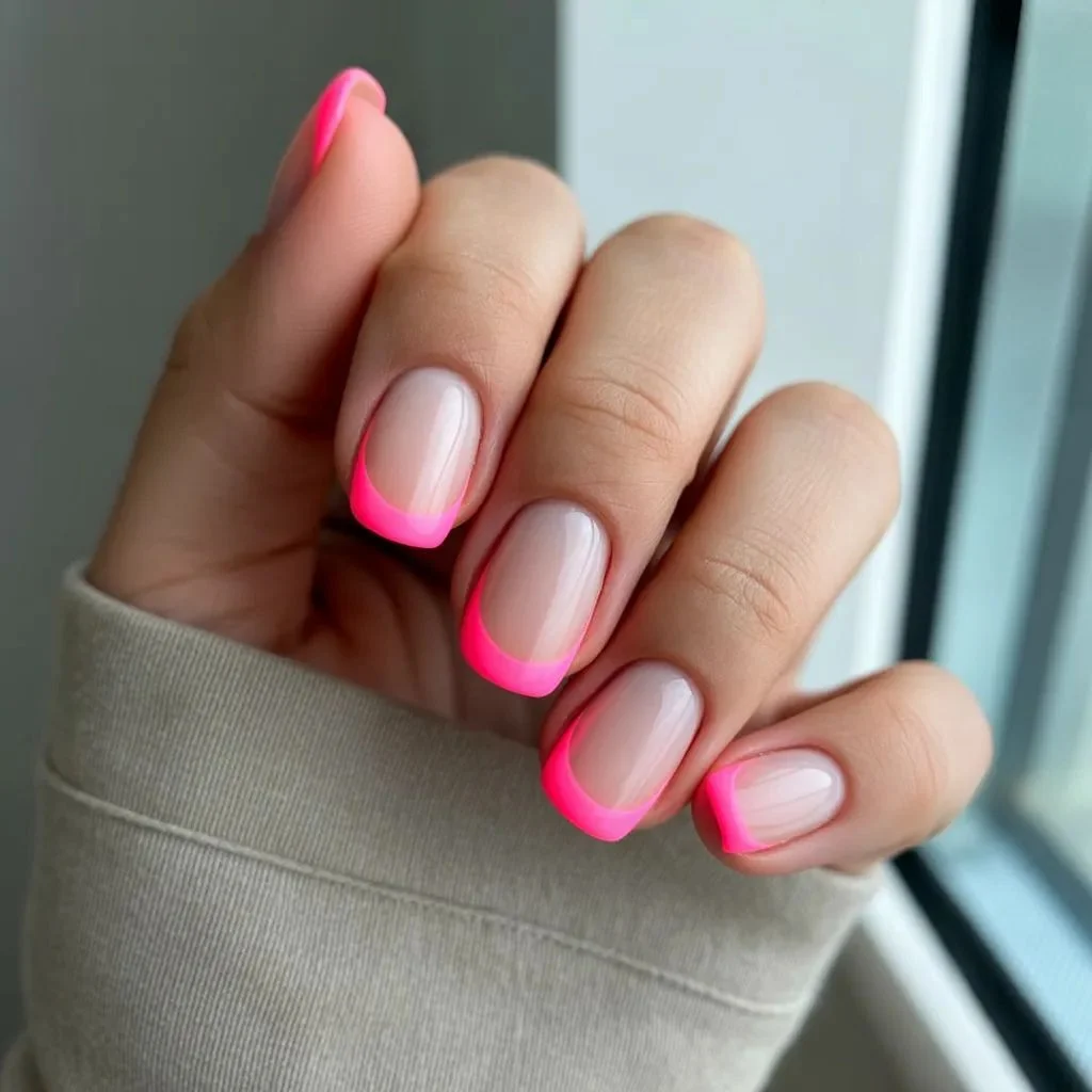 Neon Pink French Tips — A Bold Twist on a Timeless Look