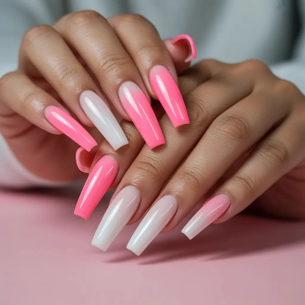 Neon Pink Ombre Nails — The Gradient That Goes Viral