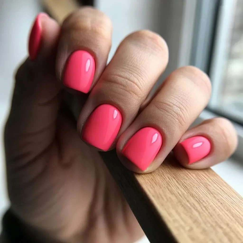 Neon Pink Short Square Nails — Proof Shorter is Never Boring