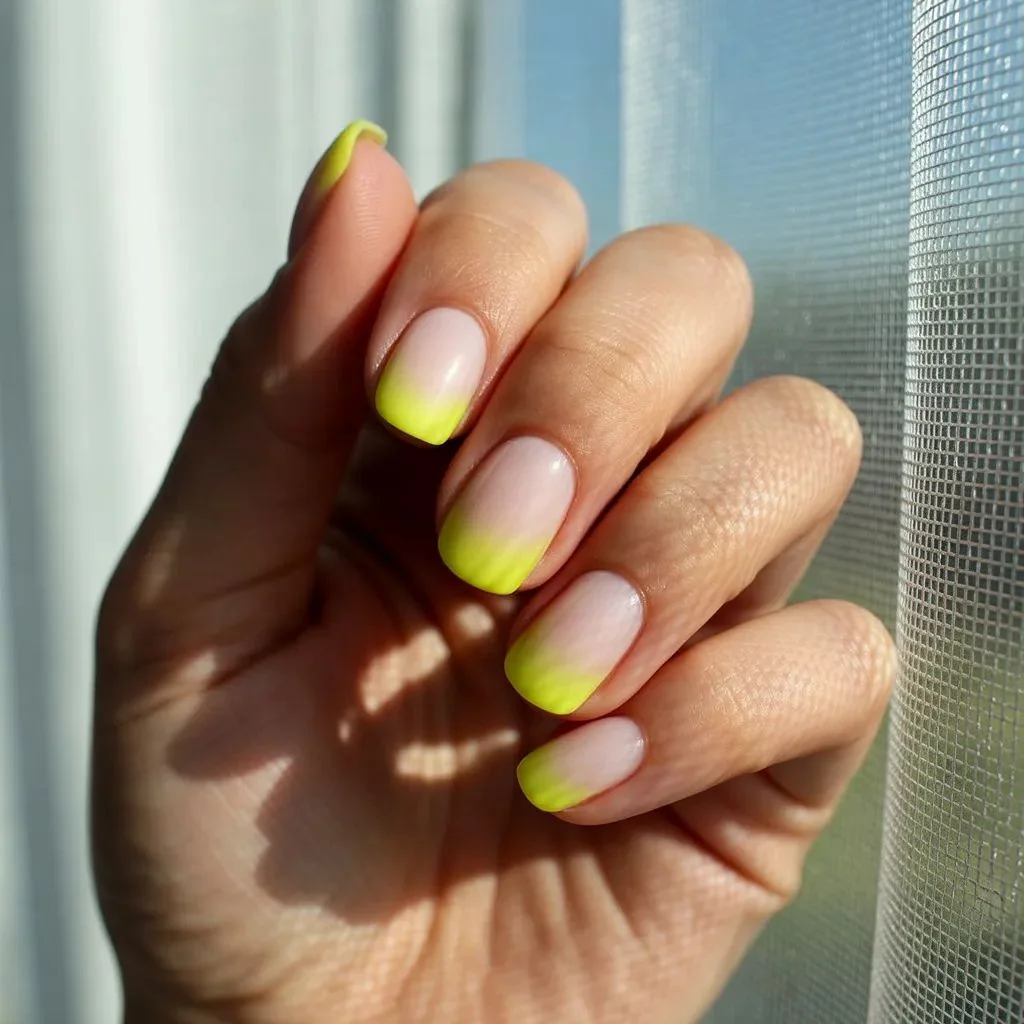 Neon Yellow Aura Ombré Nails