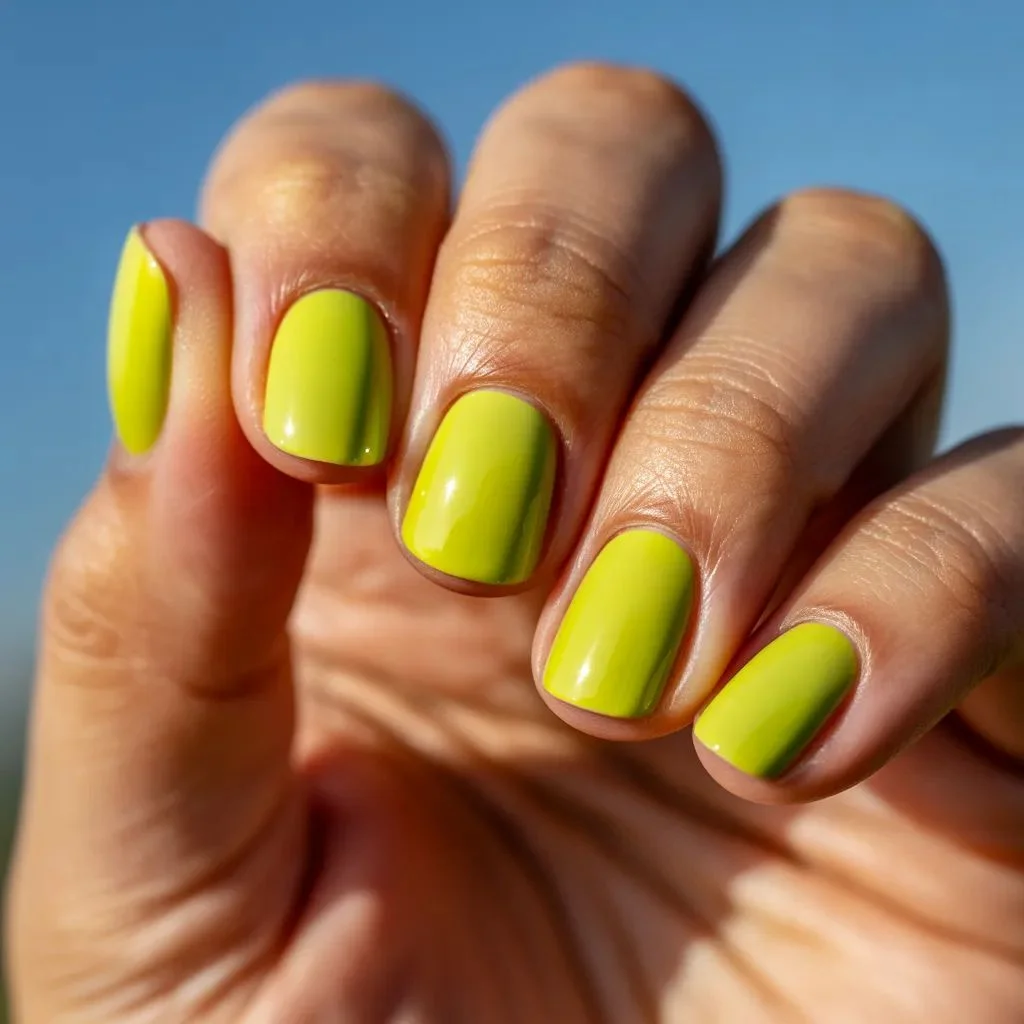 Neon Yellow Chrome Nails