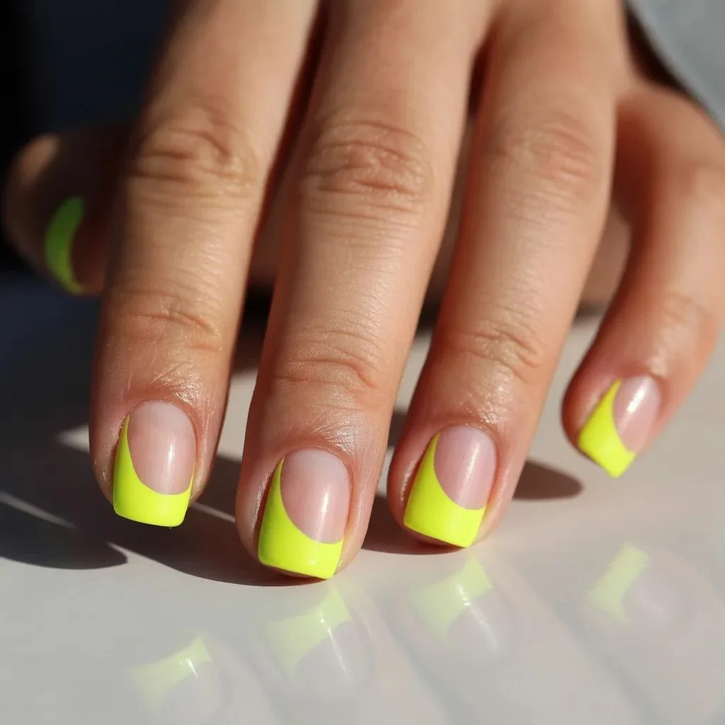 Neon Yellow Negative Space Nails