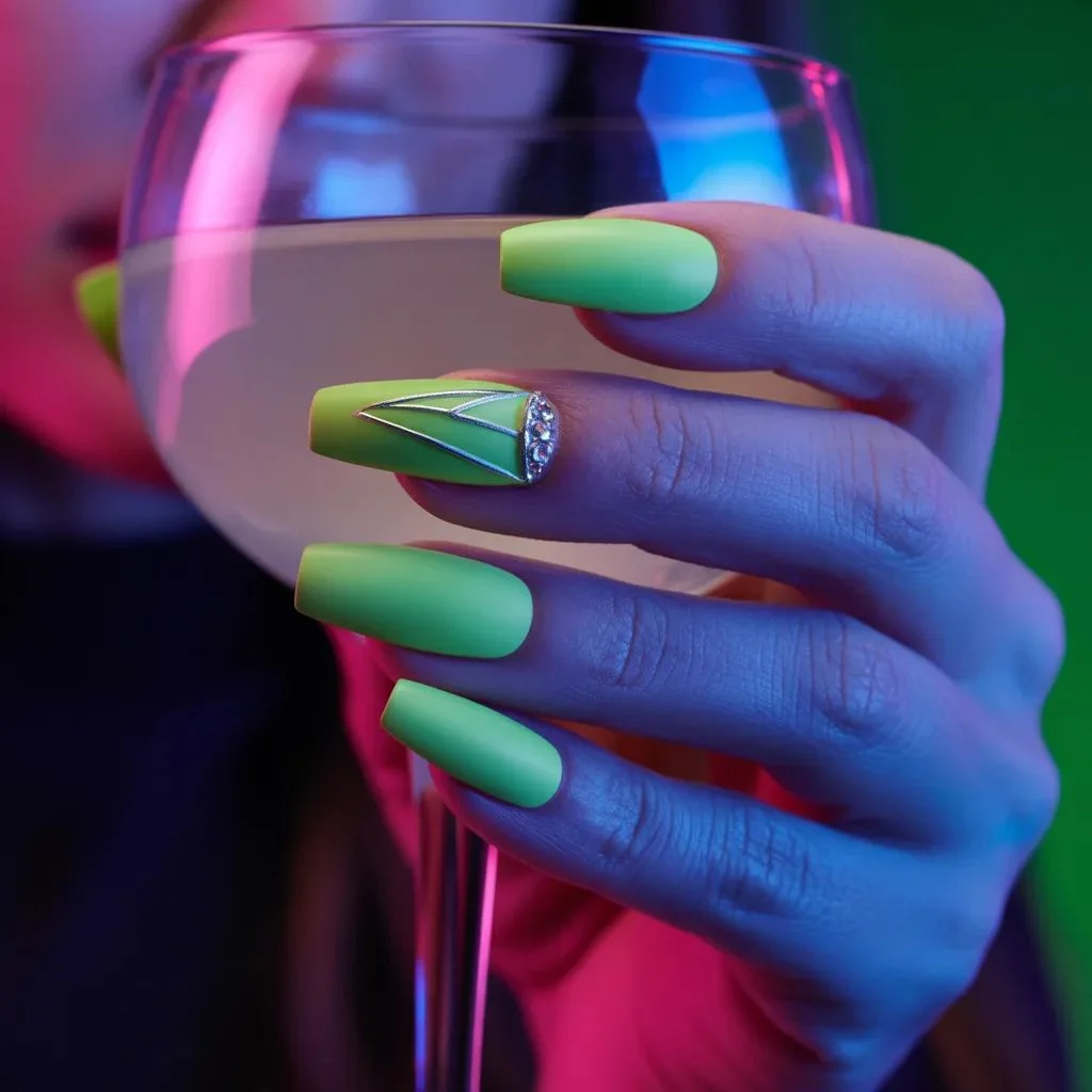 Night Out Neon Green Nail Designs