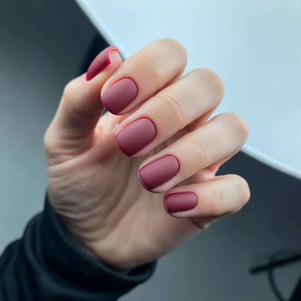 Office-Ready Maroon Nails Design Ideas