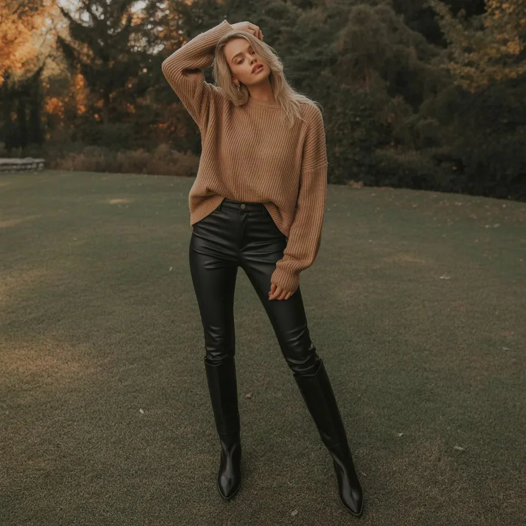 Oversized Sweater + Knee-High Boots