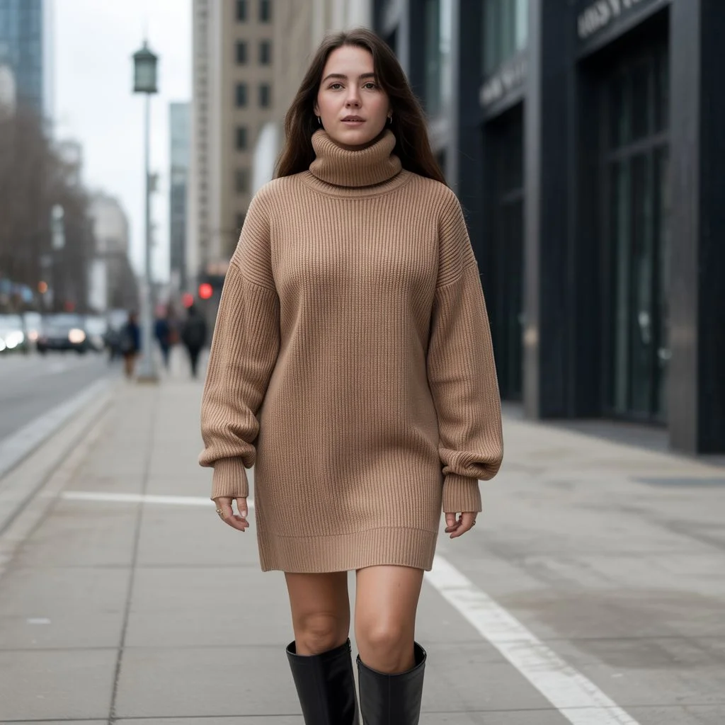 Oversized Turtleneck as a Dress (Minimal and Modern)