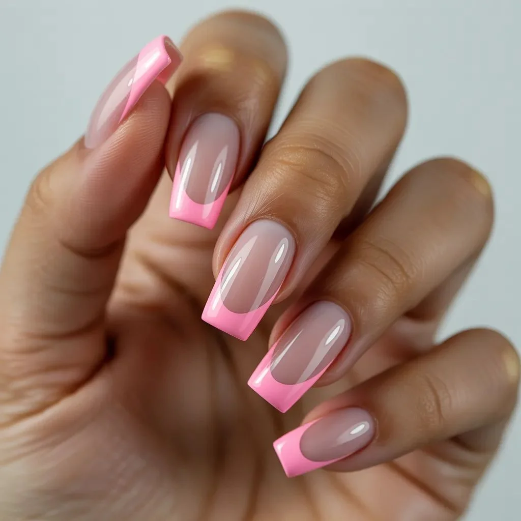 Pink Chrome French Tips