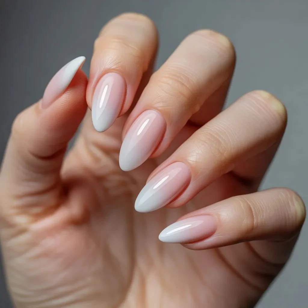 Pink to White Ombré Nails