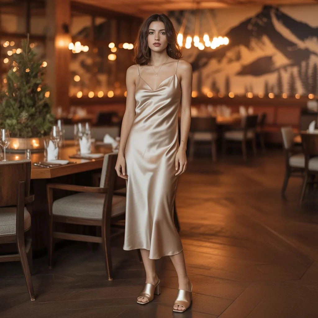 Silk Slip Dress + Heeled Mules (Lodge Dinner Edition)