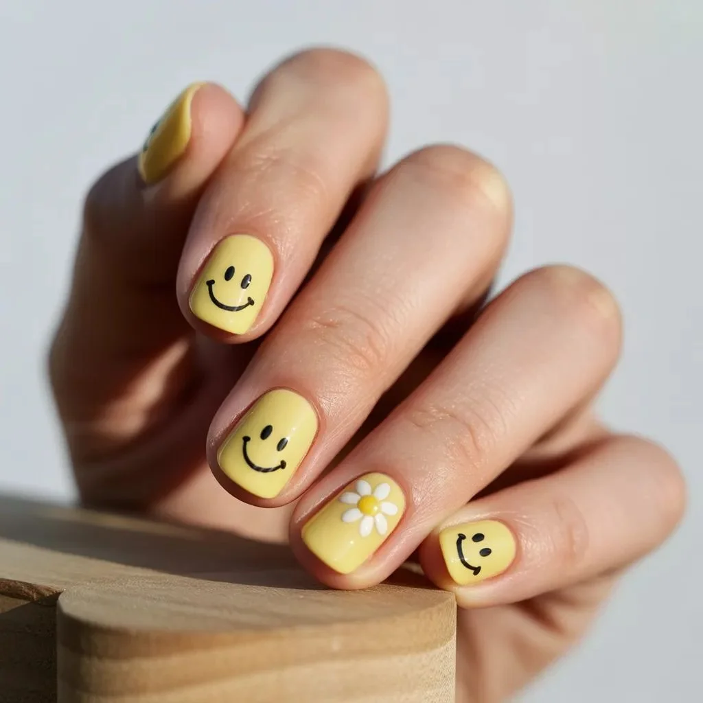 Smiley Face Nails for Short Nails