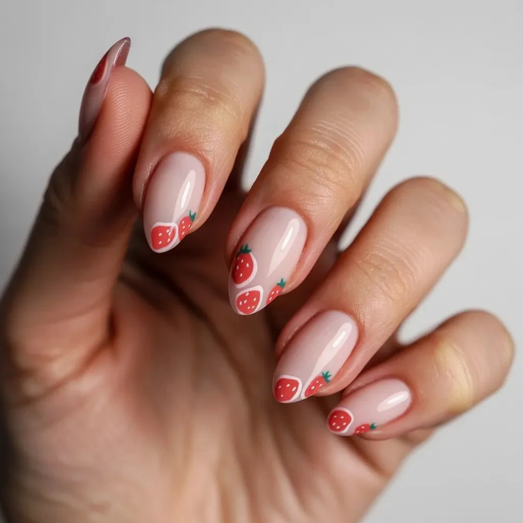 Strawberry Nails The Sweet Classic