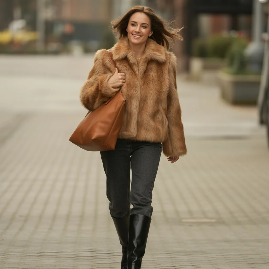 The Classic Faux Fur Coat Outfit Jeans and Boots Done Right
