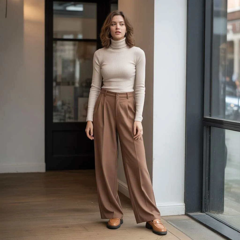 The Classic Turtleneck + Wide-Leg Trouser Combo