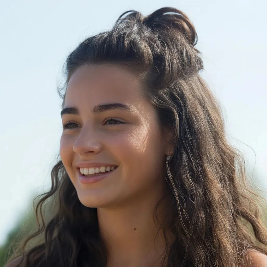 The Half-Up Messy Bun Best of Both Worlds