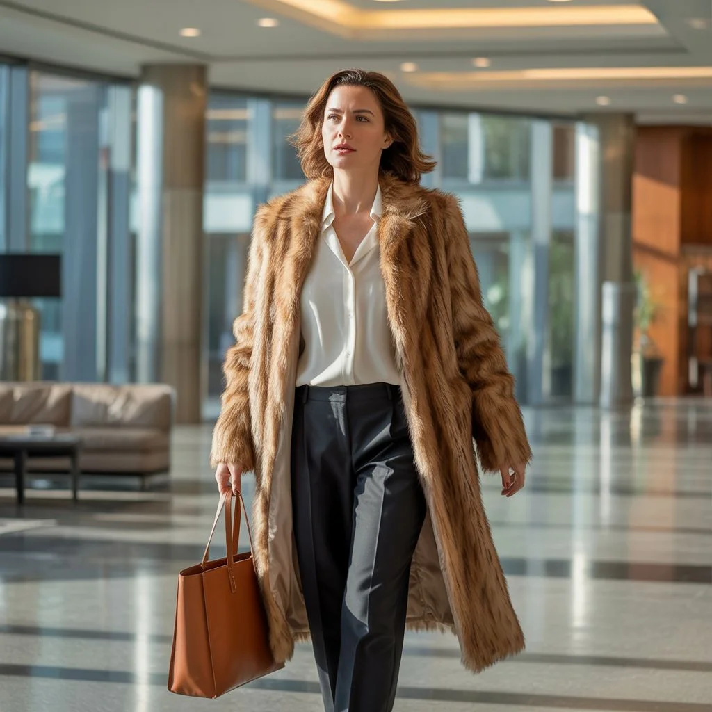 The Work-Ready Faux Fur Coat Outfit