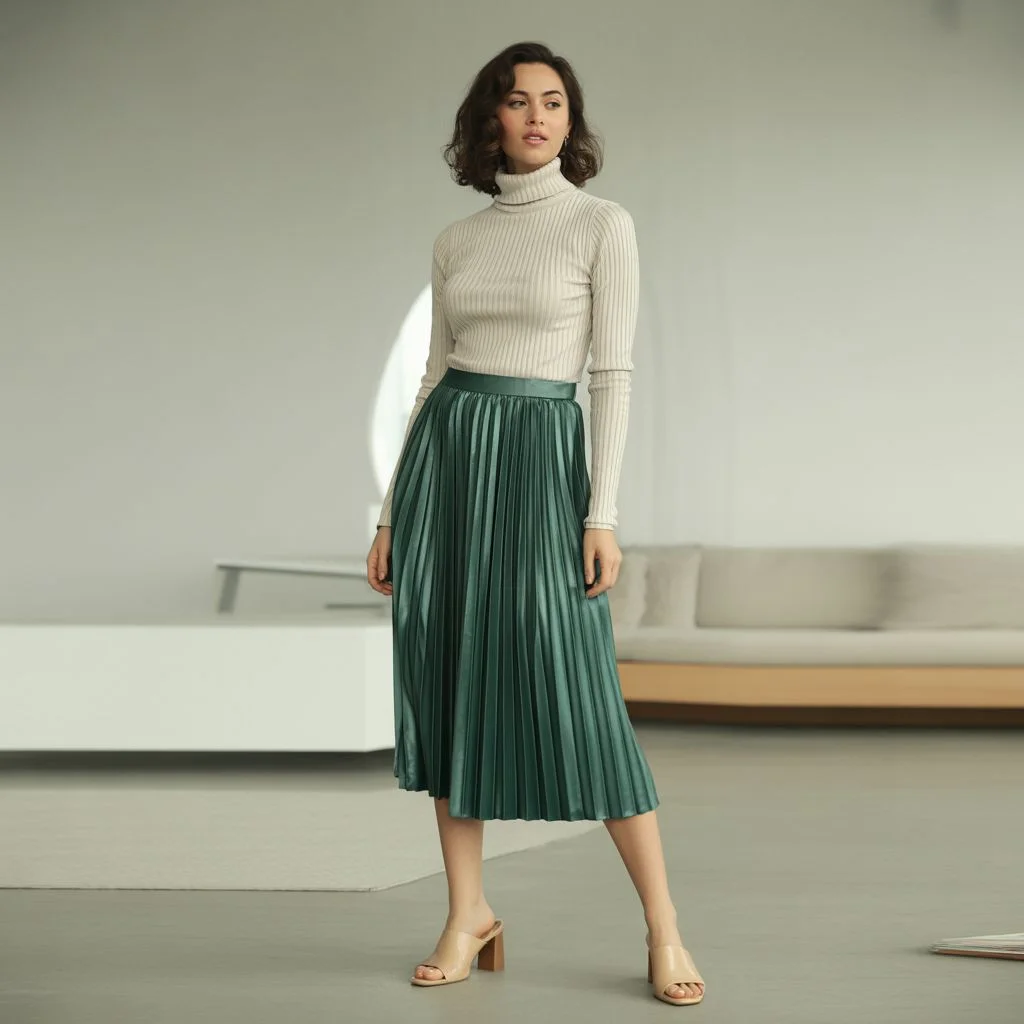 Turtleneck + Midi Skirt for an Elegant Everyday Look