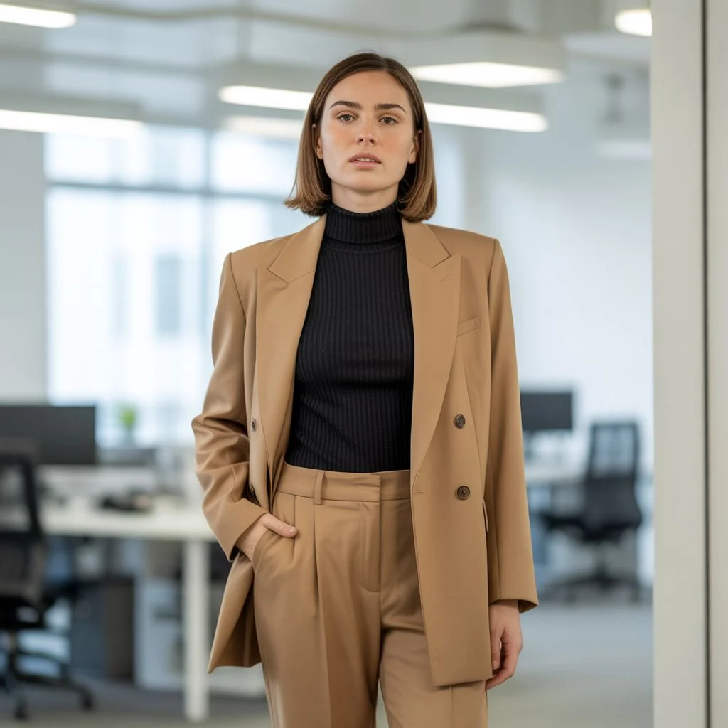 Turtleneck Under a Blazer (The Office-Ready Look)
