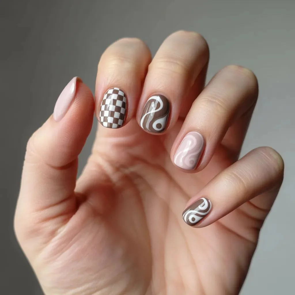 Yin Yang Swirl Nails