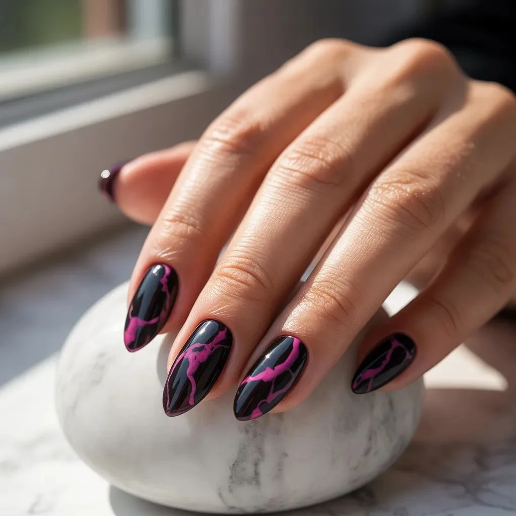 Abstract Pink and Black Marble