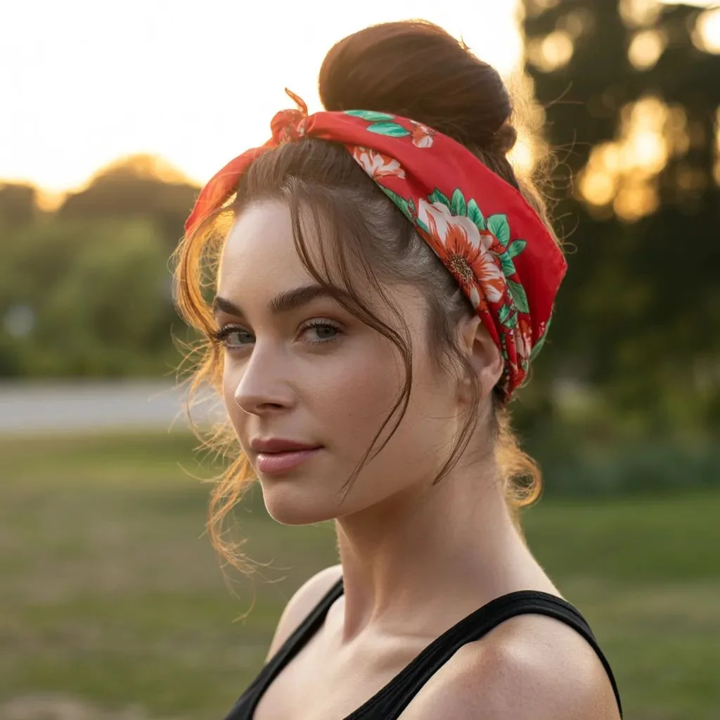 Bandana-Wrapped High Bun