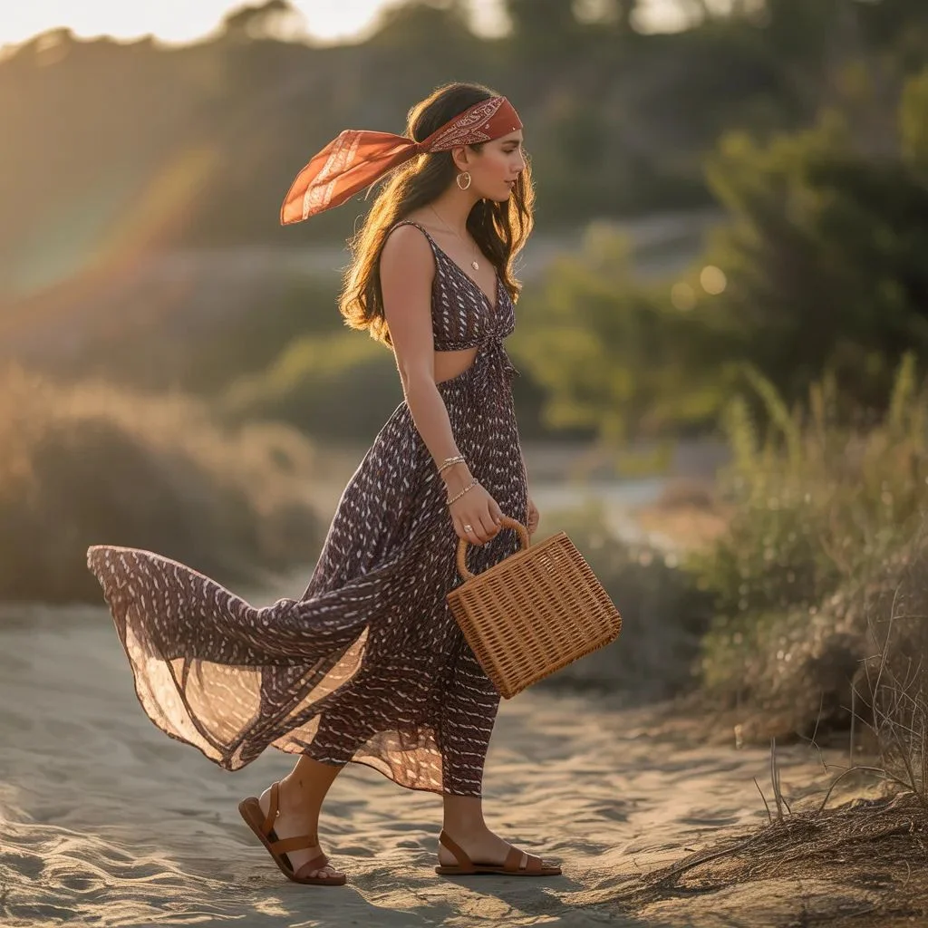 Bandana with a Boho Maxi Dress