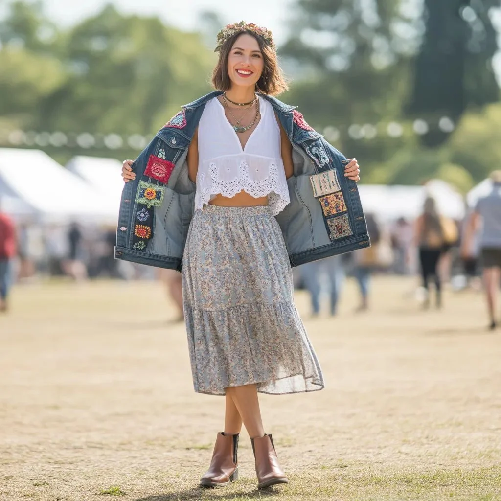 Boho and Festival Denim Vest Styling