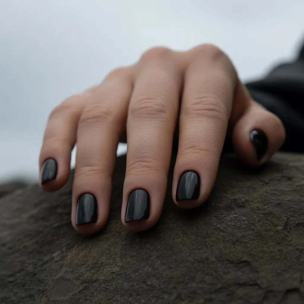 Classic Matte Black Gothic Nails