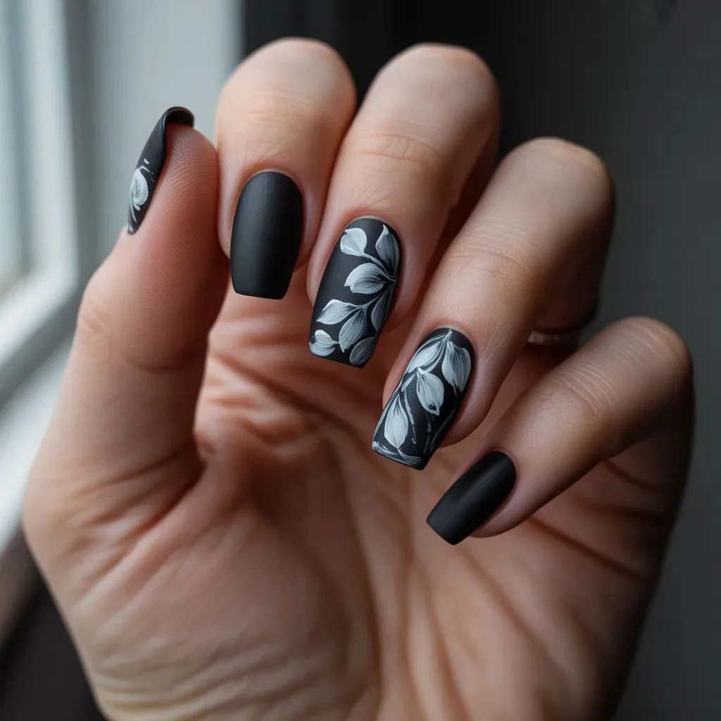 Gothic Lace and Floral Nail Art