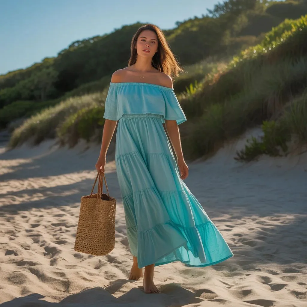 How to Style Off Shoulder Summer Flowy Maxi Dresses for the Beach