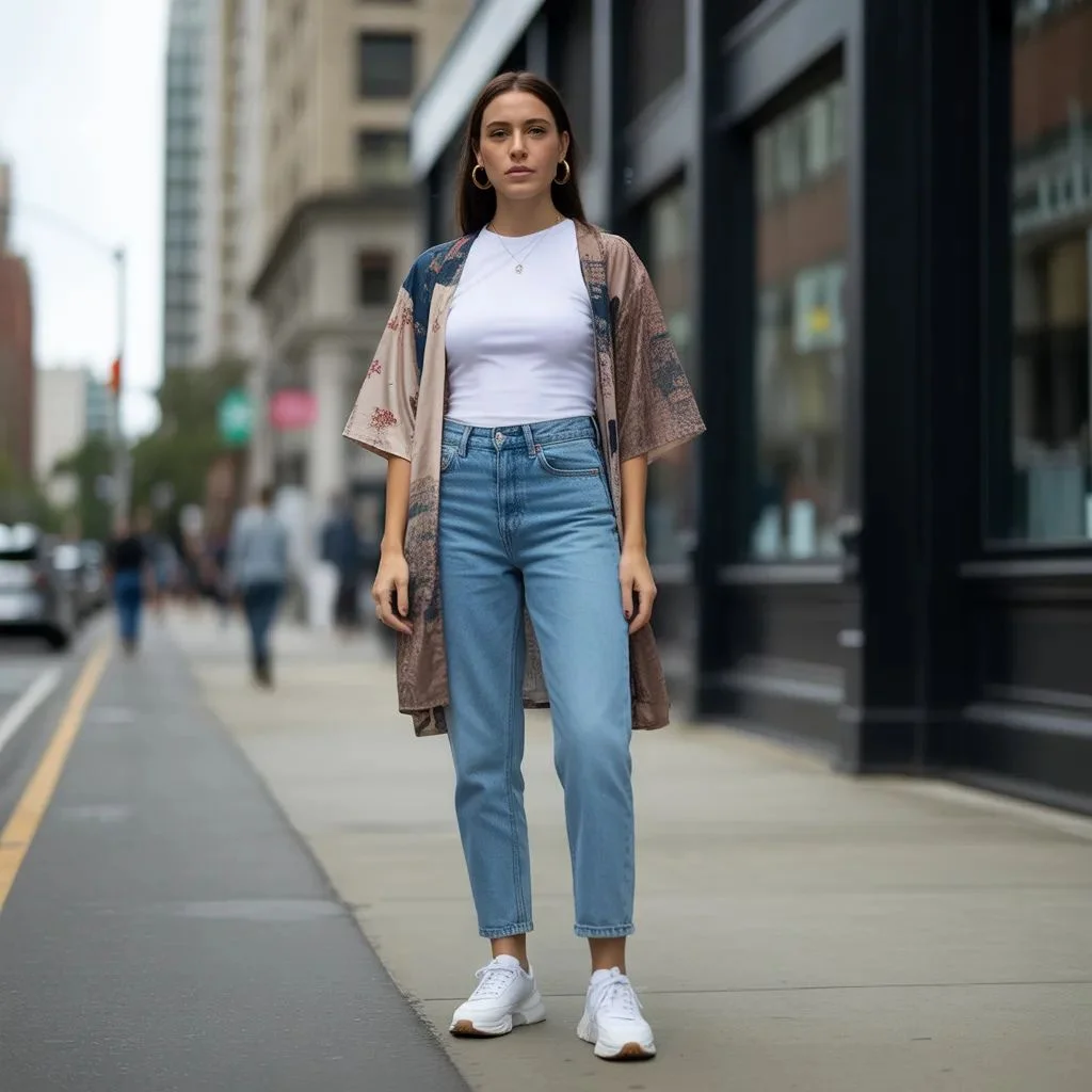 Kimono with Jeans for a Casual Day Out