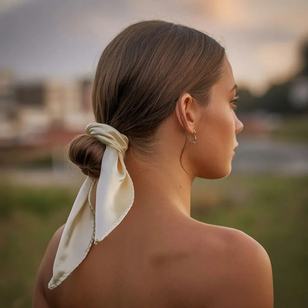Low Bun with a Trailing Bandana
