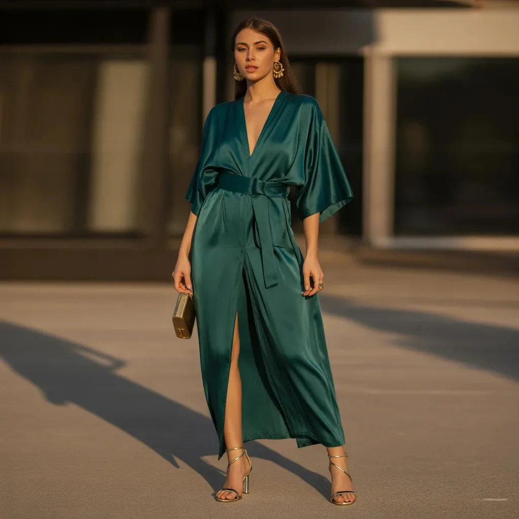 Monochrome Kimono Dress Look