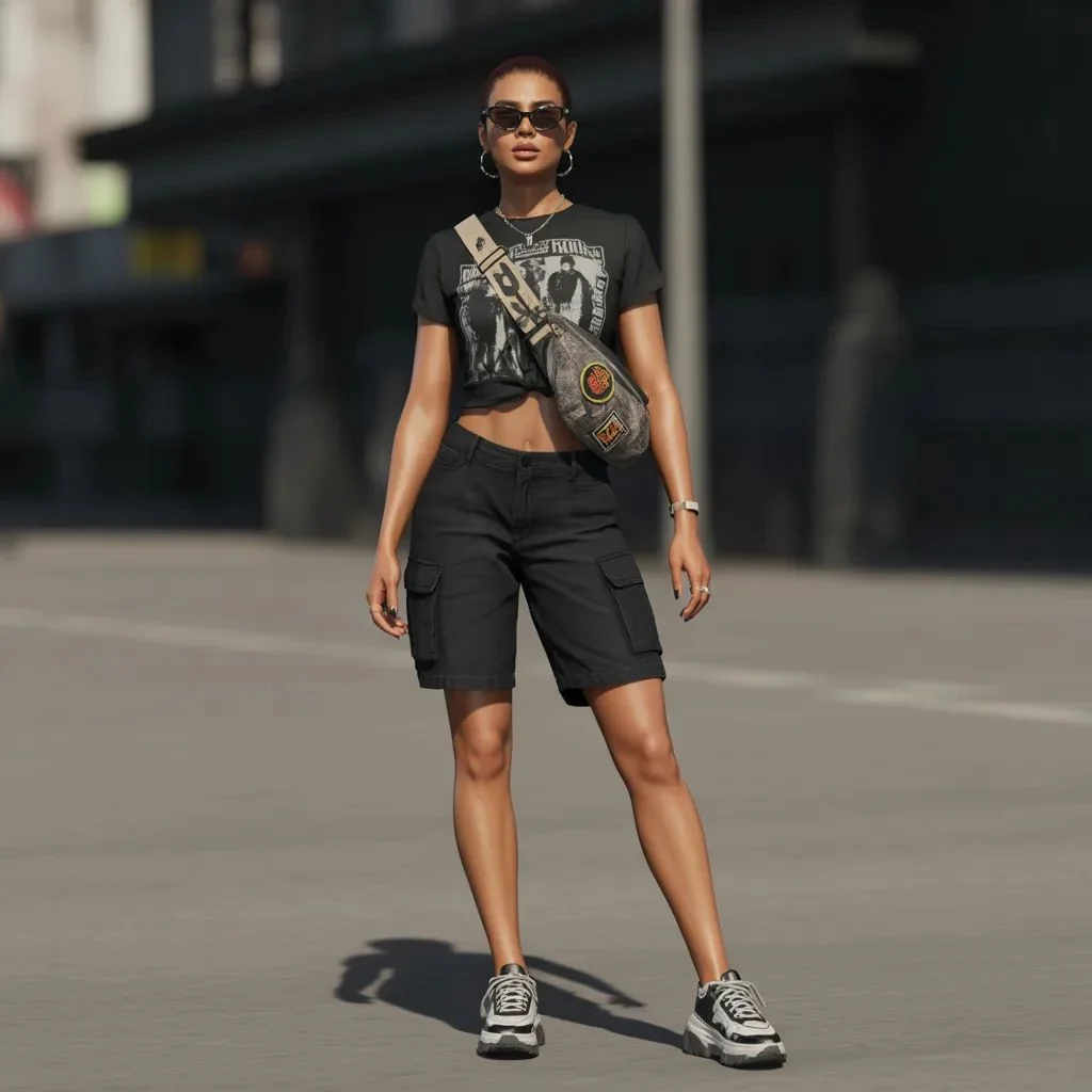 Nu-Goth Crop and Cargo Shorts