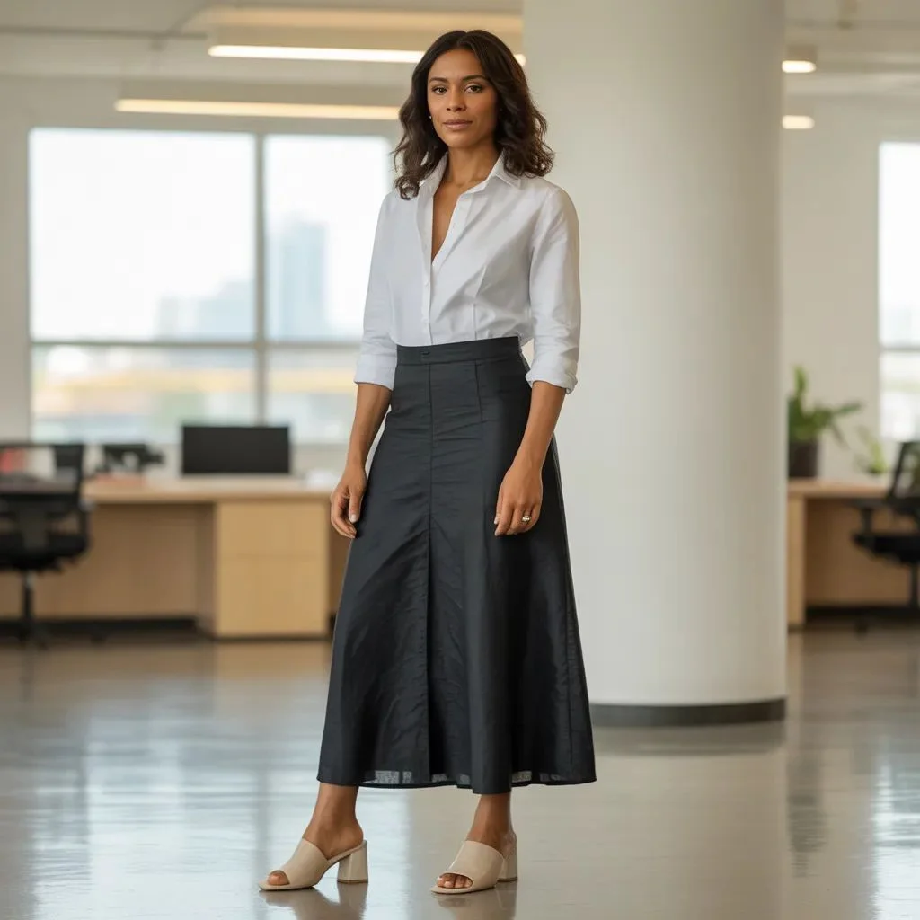 Office-Ready Maxi Skirt Outfits for Warm Weather