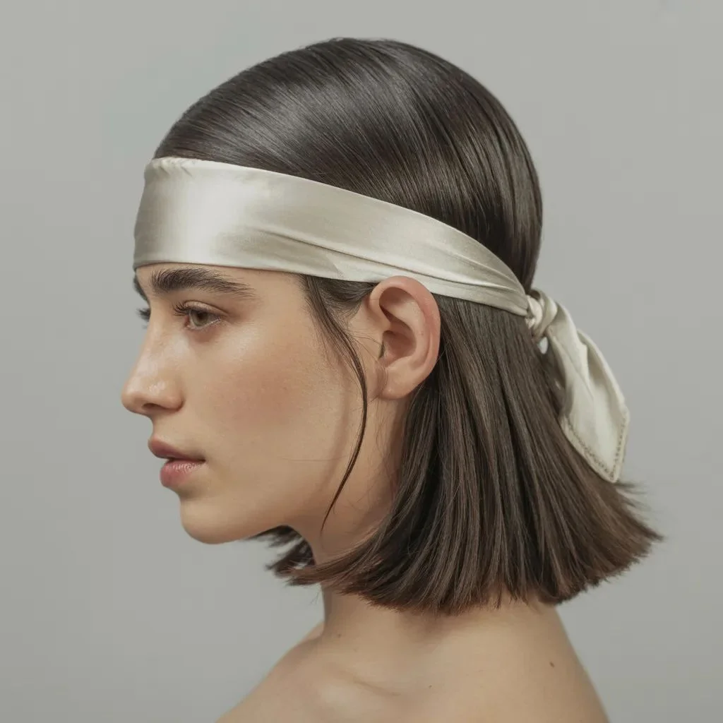 Sleek Straight Hair with a Bandana Crown