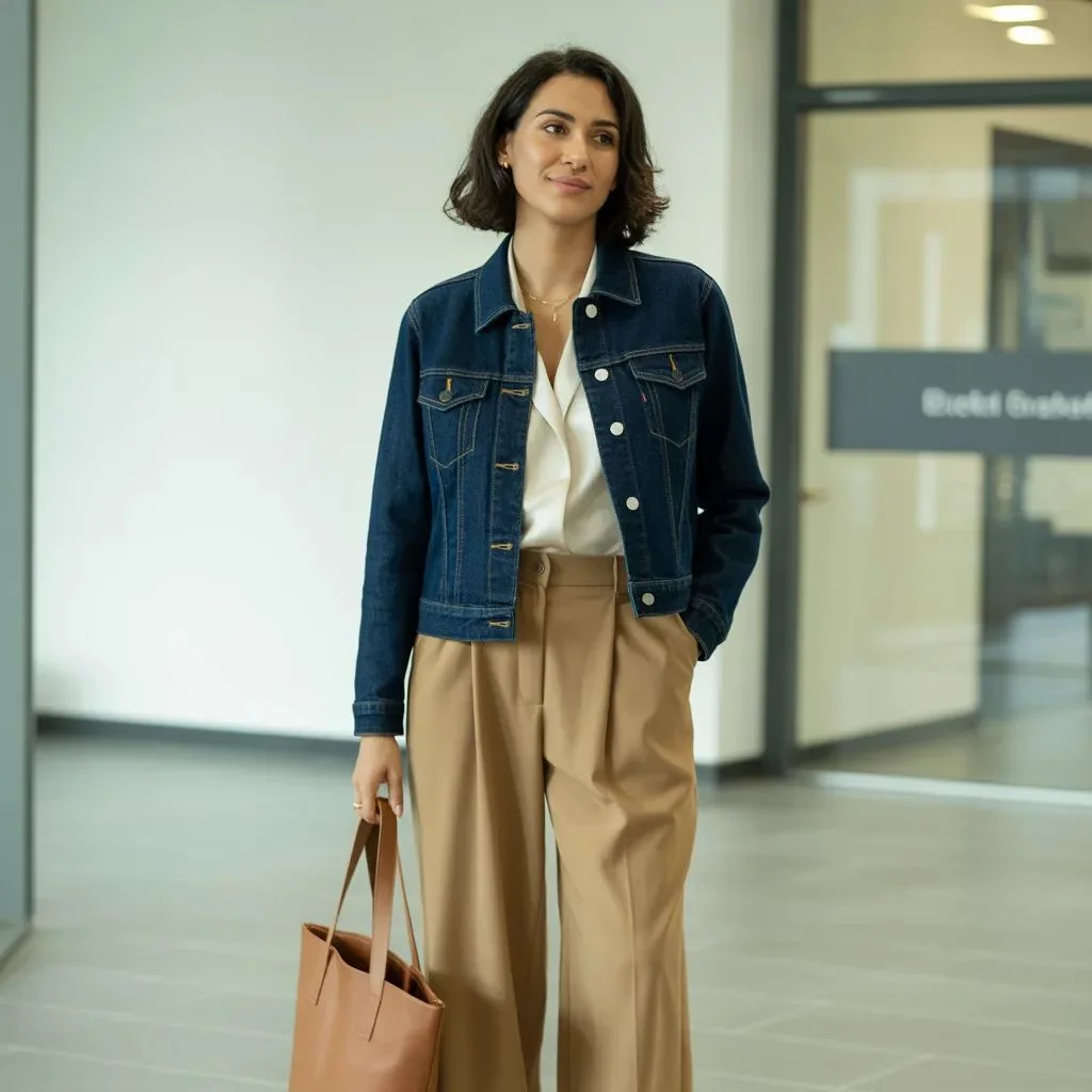 Swap Your Blazer for a Structured Denim Jacket at Work