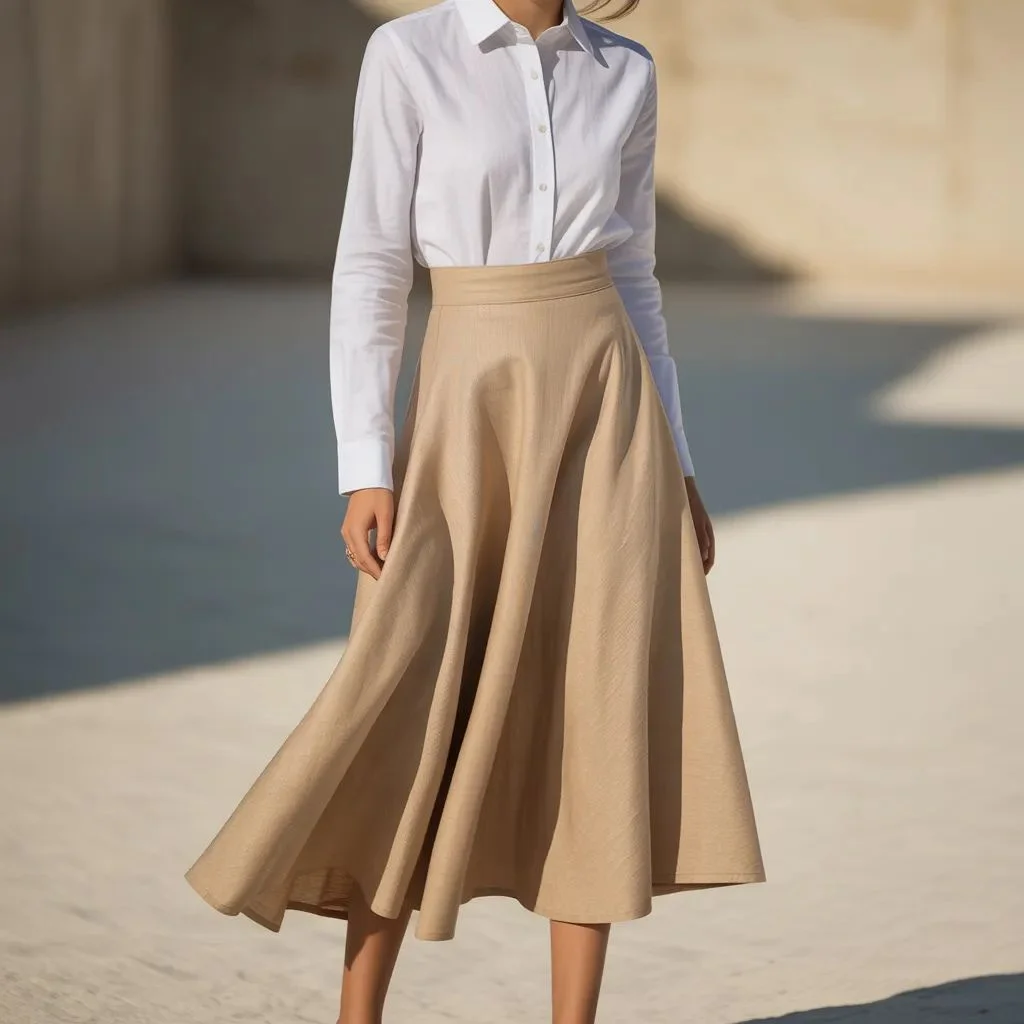 Tucked Into High-Waisted Linen Skirts