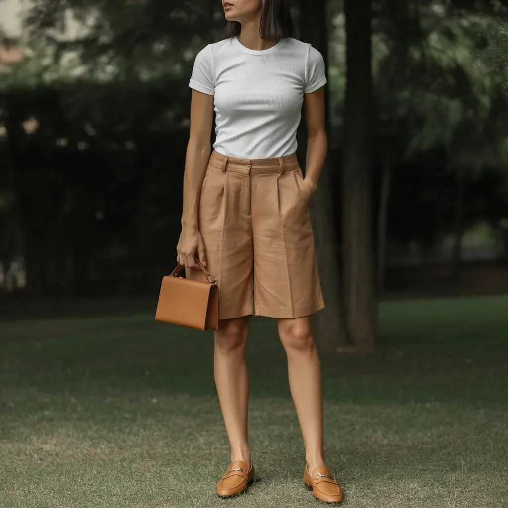 Tucked Into Tailored Bermuda Shorts