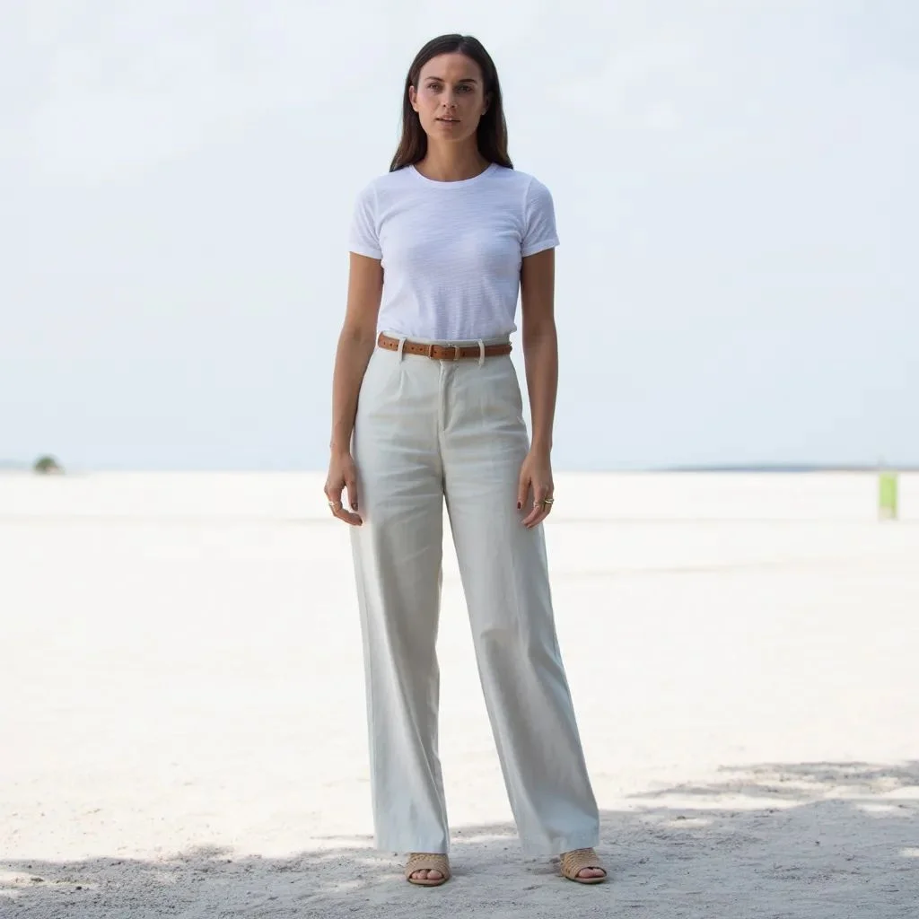 Tucked Into Wide-Leg Trousers