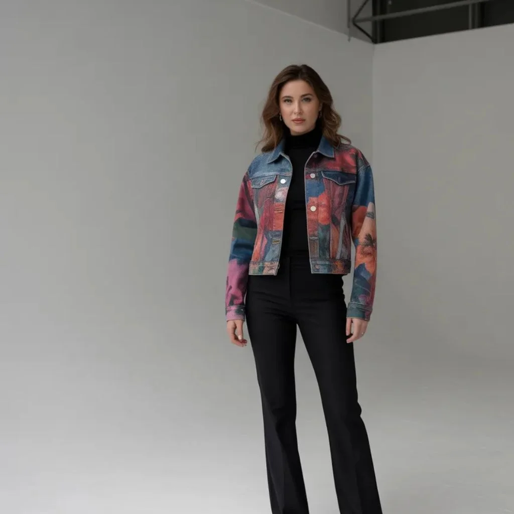 Use Printed or Coloured Denim Jackets as Statement Pieces