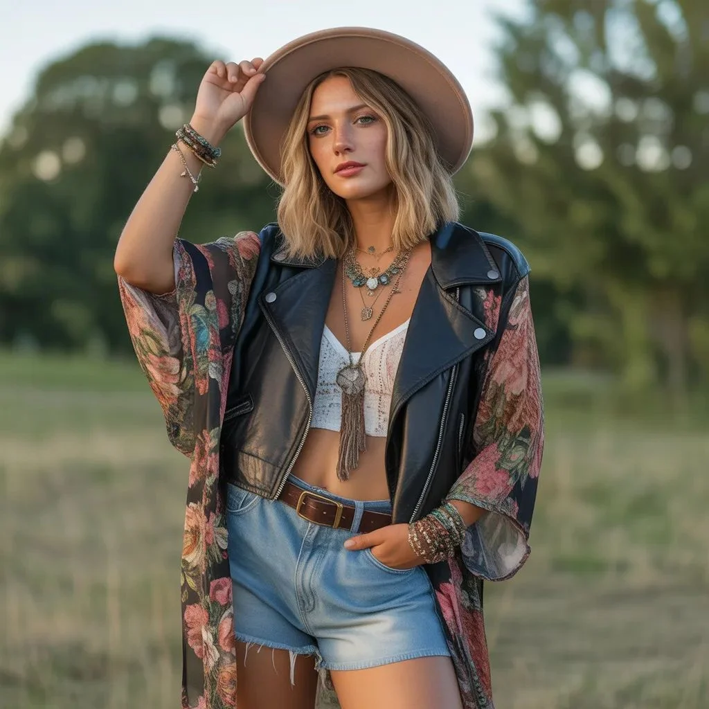 Vibe 1 — Festival Ready Summer Boho Biker Style Outfit