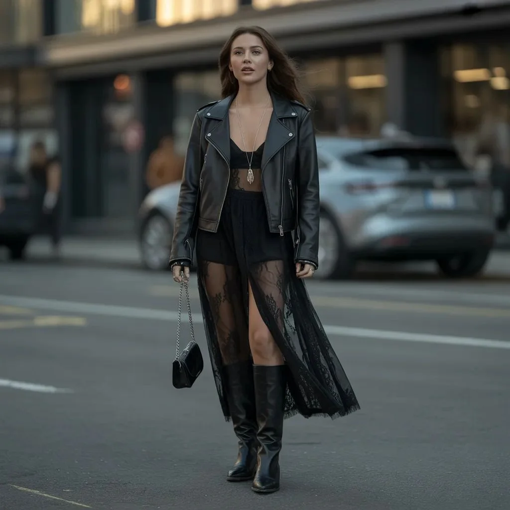Vibe 5 — Date Night Darkness Summer Boho Biker Style Outfit