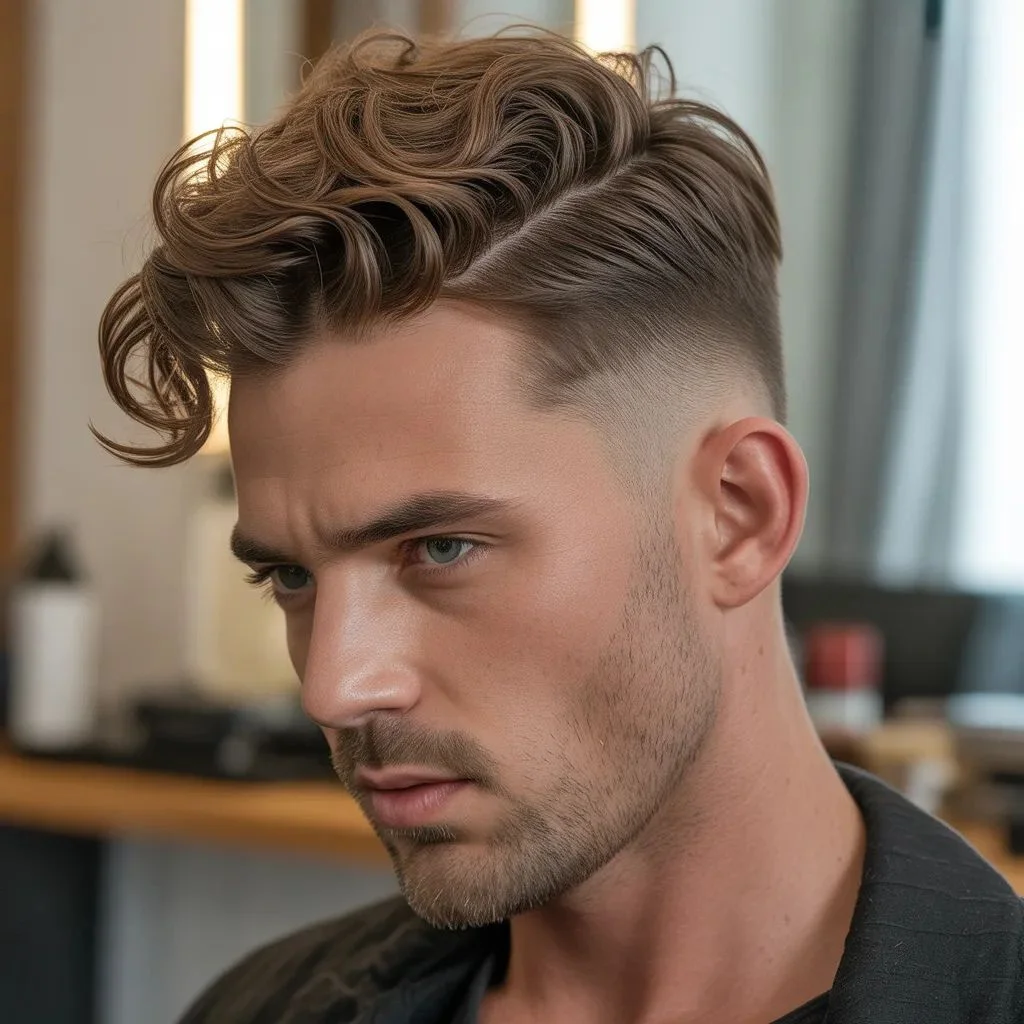 Wavy Quiff with Low Fade