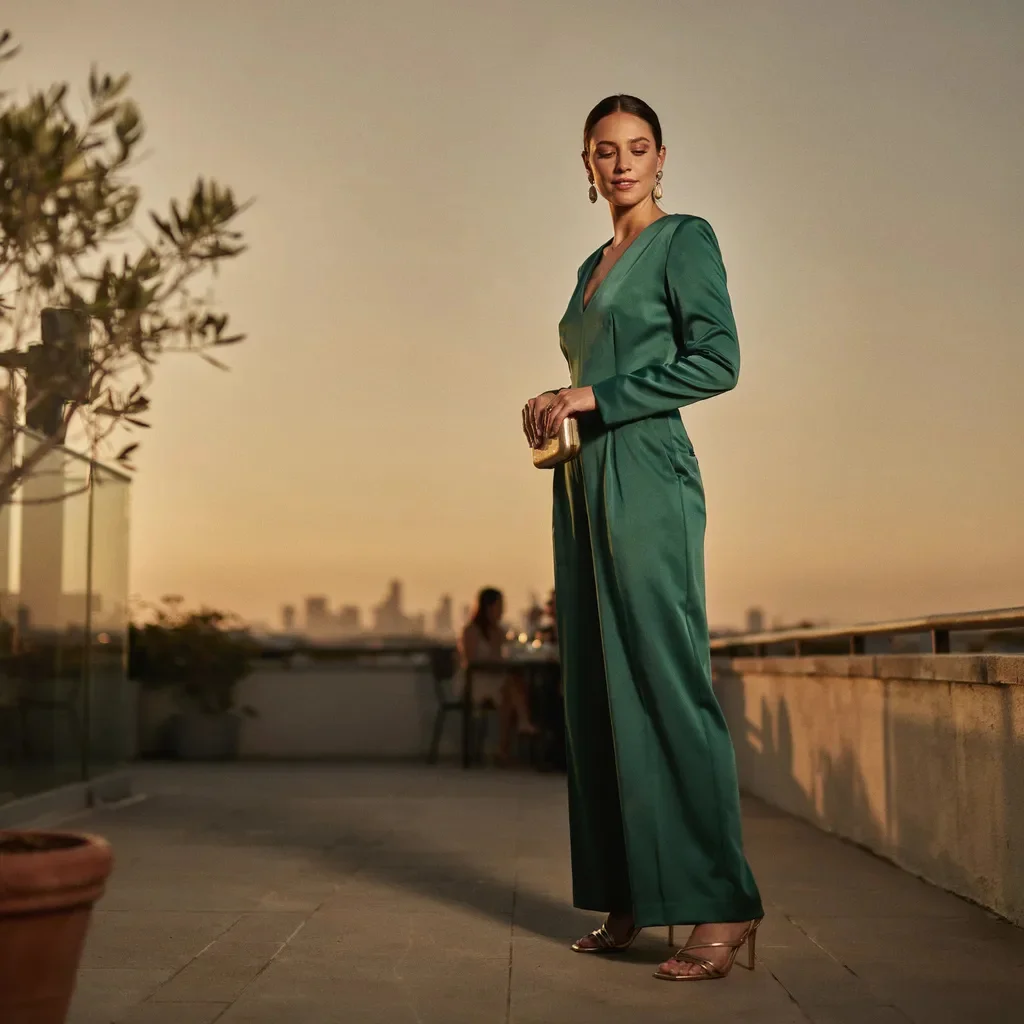 Dressing Up a Green Jumpsuit for Evening