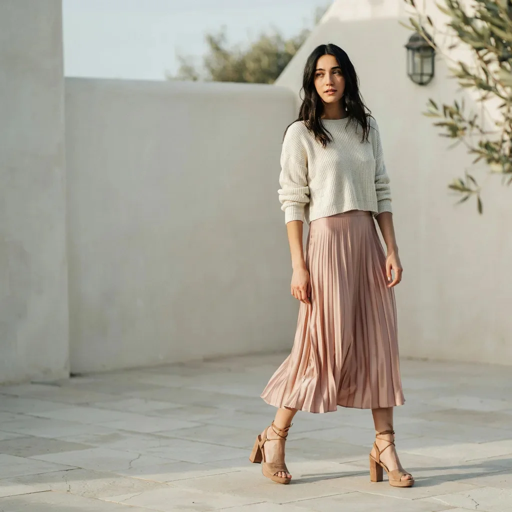 Midi Skirt with a Cropped Knit