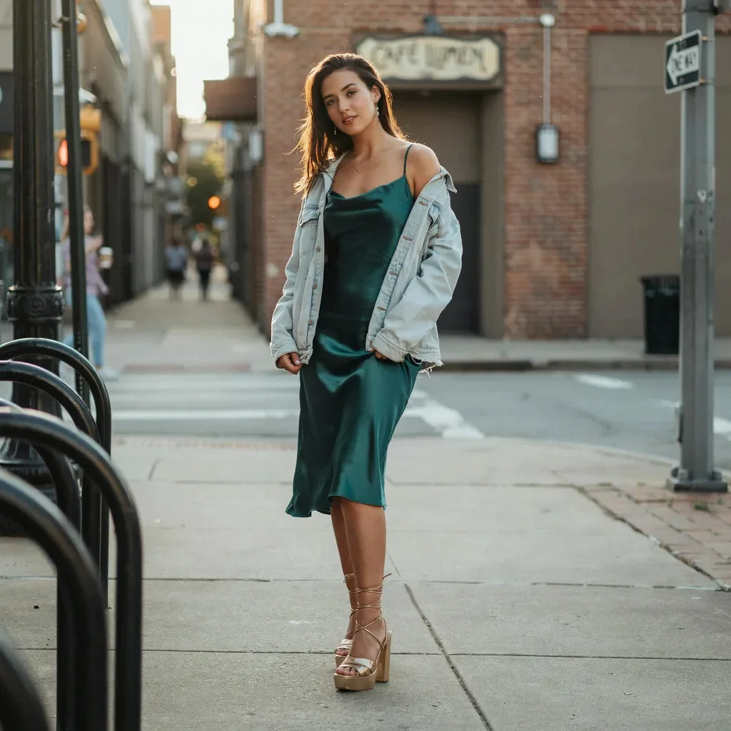 Slip Dress and Denim Jacket