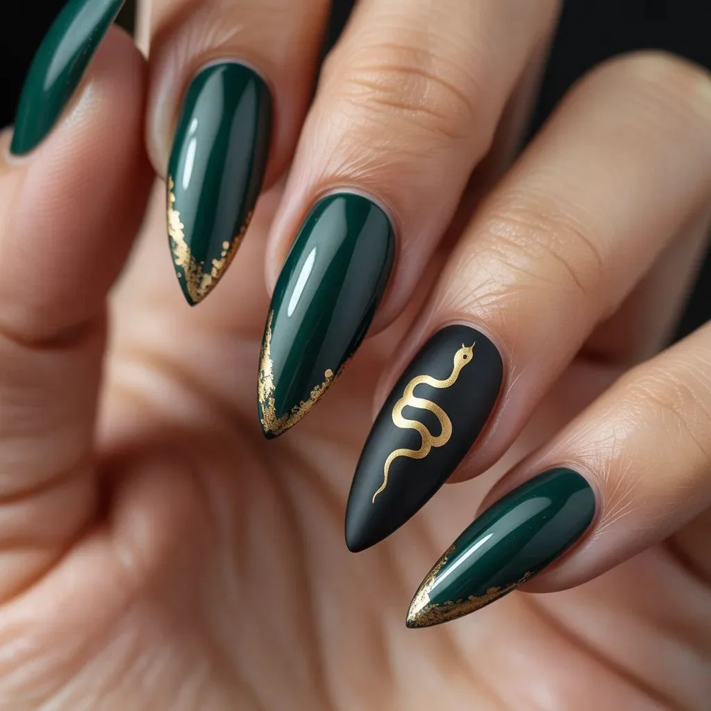 The Dark Enchantress — Emerald and Black with Gold Detail