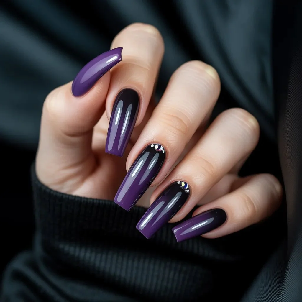The Gothic Romantic — Purple Ombre with Coffin Shape