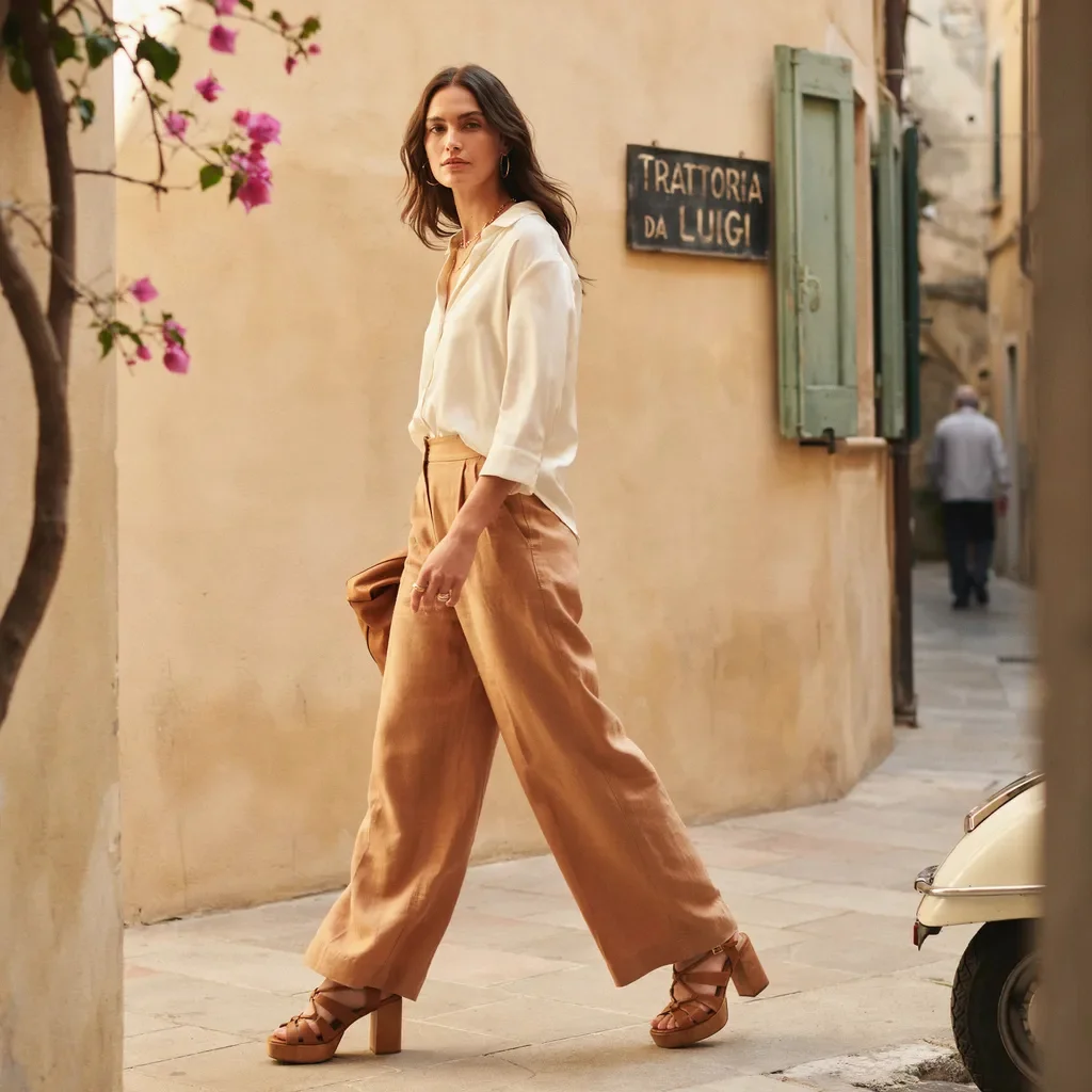 Wide-Leg Trousers and a Tucked Blouse